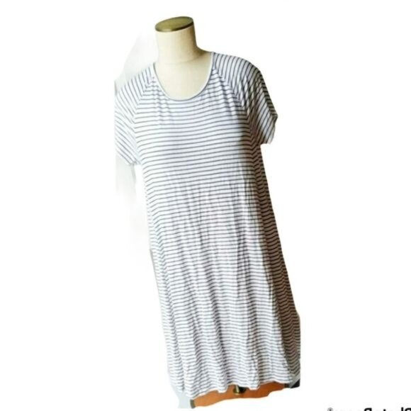 Shirt Dress Old Navy White Navy Blue Striped Short Sleeve Women's WOMAN'S Large - Picture 4 of 8